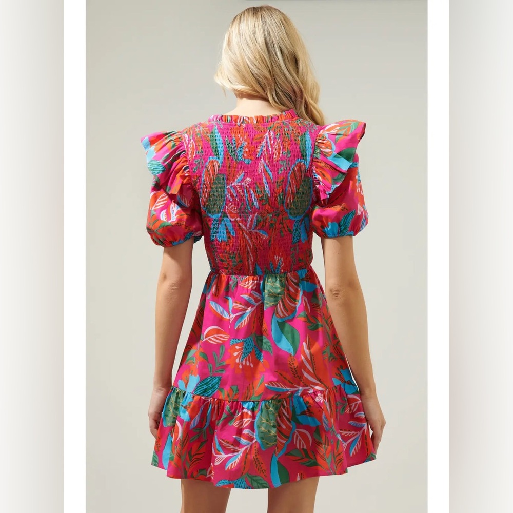 Catus Blossom Smocked Mini Dress small - Picture 4 of 8